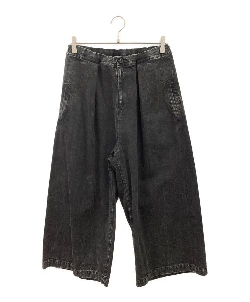 Y's（ワイズ）Y's (ワイズ) 8OZ BLEACHED DENIM FRONT TUCKED WIDE PANTS ブラック サイズ:1の古着・服飾アイテム