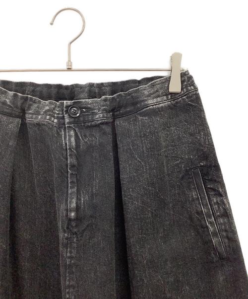 Y's（ワイズ）Y's (ワイズ) 8OZ BLEACHED DENIM FRONT TUCKED WIDE PANTS ブラック サイズ:1の古着・服飾アイテム