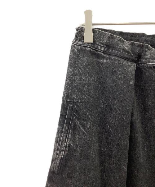 Y's（ワイズ）Y's (ワイズ) 8OZ BLEACHED DENIM FRONT TUCKED WIDE PANTS ブラック サイズ:1の古着・服飾アイテム