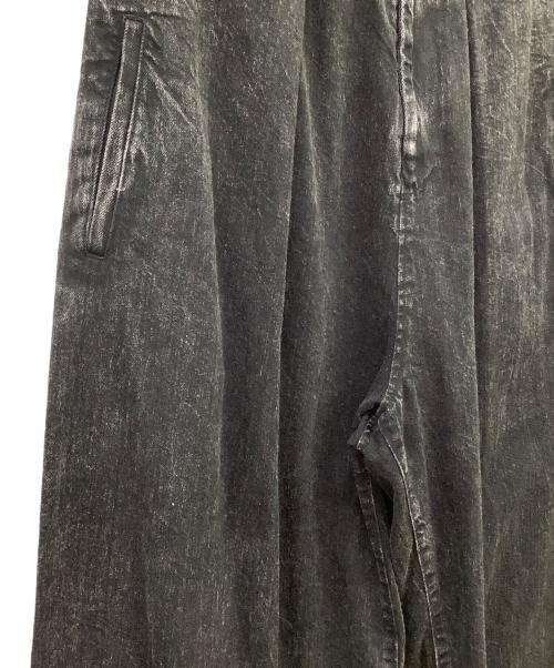 Y's（ワイズ）Y's (ワイズ) 8OZ BLEACHED DENIM FRONT TUCKED WIDE PANTS ブラック サイズ:1の古着・服飾アイテム