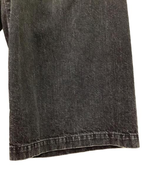 Y's（ワイズ）Y's (ワイズ) 8OZ BLEACHED DENIM FRONT TUCKED WIDE PANTS ブラック サイズ:1の古着・服飾アイテム