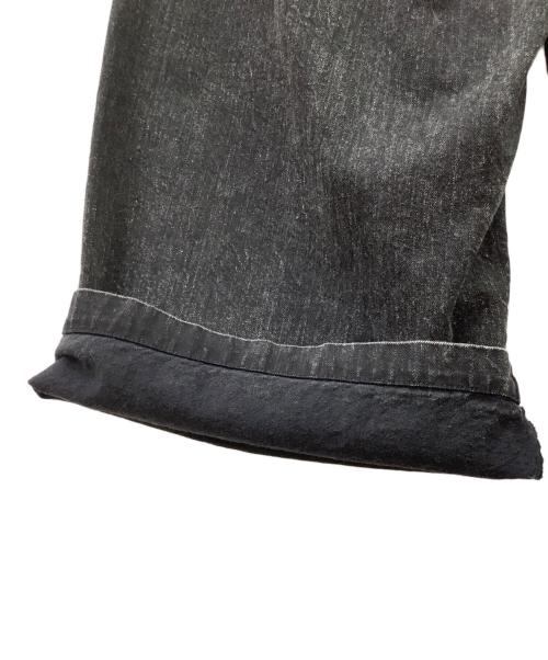 Y's（ワイズ）Y's (ワイズ) 8OZ BLEACHED DENIM FRONT TUCKED WIDE PANTS ブラック サイズ:1の古着・服飾アイテム