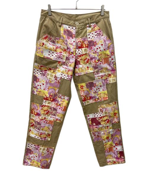 COMME des GARCONS SHIRT（コムデギャルソンシャツ）COMME des GARCONS SHIRT (コムデギャルソンシャツ) floral patchwork trousers pants ベージュ×ピンク サイズ:Mの古着・服飾アイテム