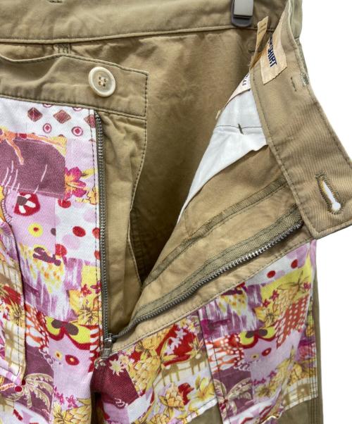 COMME des GARCONS SHIRT（コムデギャルソンシャツ）COMME des GARCONS SHIRT (コムデギャルソンシャツ) floral patchwork trousers pants ベージュ×ピンク サイズ:Mの古着・服飾アイテム