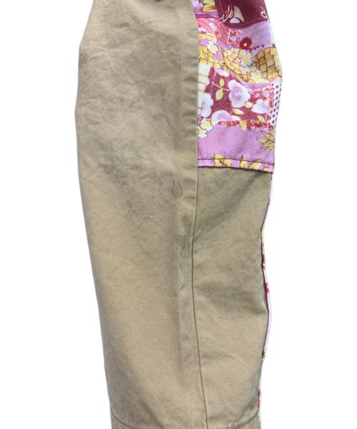 COMME des GARCONS SHIRT（コムデギャルソンシャツ）COMME des GARCONS SHIRT (コムデギャルソンシャツ) floral patchwork trousers pants ベージュ×ピンク サイズ:Mの古着・服飾アイテム
