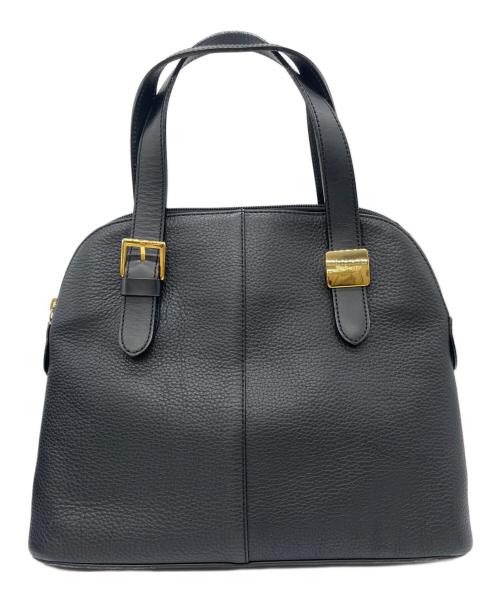 Burberry's（バーバリー）Burberry's (バーバリーズ) レザーハンドバッグ ブラック×ゴールドの古着・服飾アイテム