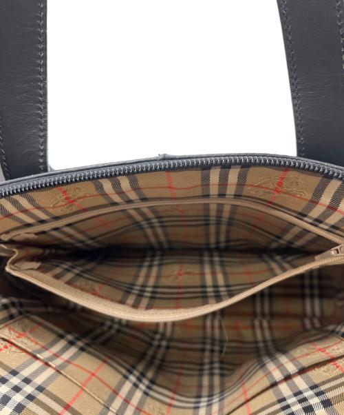 Burberry's（バーバリー）Burberry's (バーバリーズ) レザーハンドバッグ ブラック×ゴールドの古着・服飾アイテム
