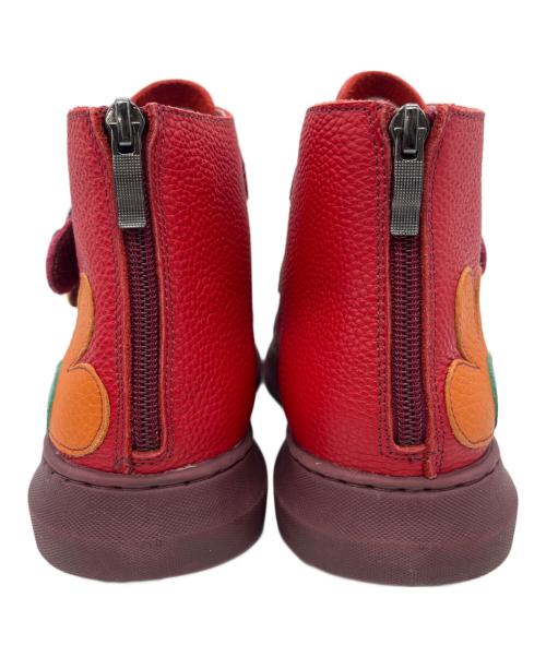 estacion（エスタシオ）estacion (エスタシオ) 花モチーフエアサイクルショートブーツ レッド×マルチカラー サイズ:Lの古着・服飾アイテム