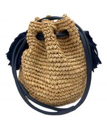 LUDLOW（ラドロー）の古着「カゴバッグ」｜ベージュ×ネイビー