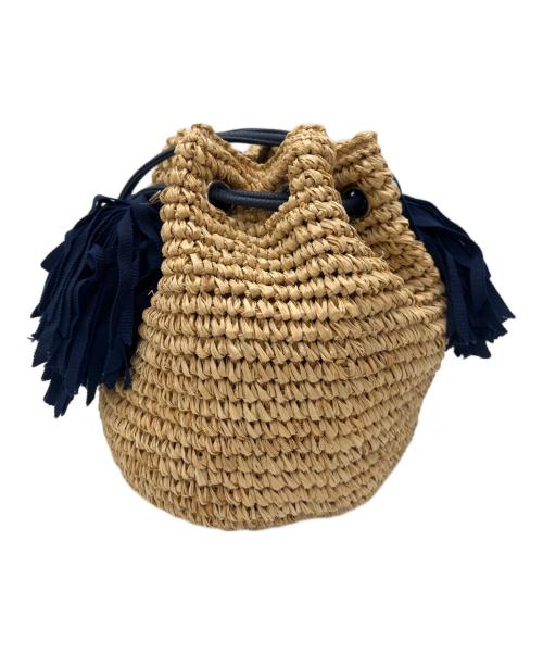 LUDLOW（ラドロー）LUDLOW (ラドロー) カゴバッグ ベージュ×ネイビーの古着・服飾アイテム