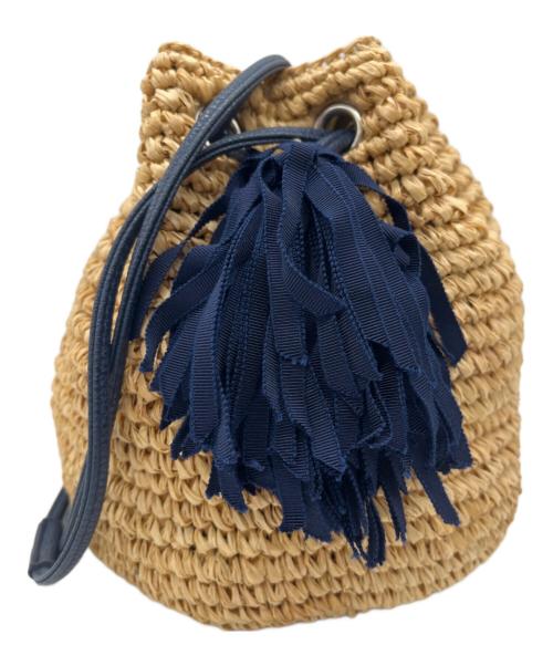 LUDLOW（ラドロー）LUDLOW (ラドロー) カゴバッグ ベージュ×ネイビーの古着・服飾アイテム