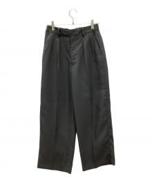 WYM LIDNM（ウィム バイ リドム）の古着「WYM LIDNM　HI TWISTED GABA WIDE TUCK SLACKS」｜グレー