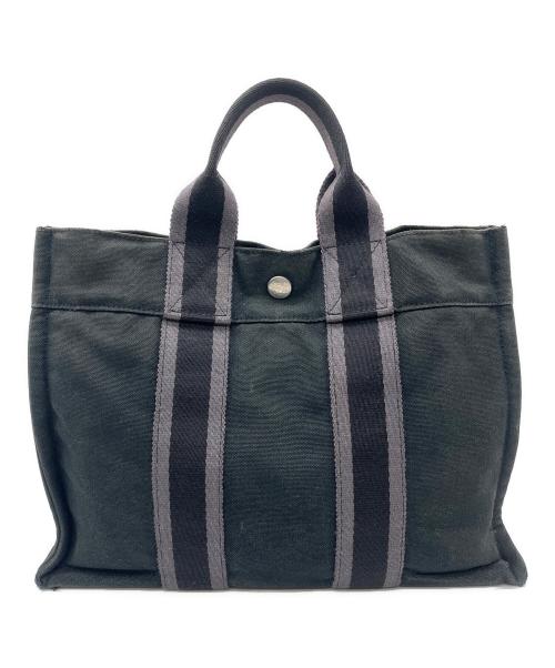 HERMES（エルメス）HERMES (エルメス) ミニトートバッグ ブラック×グレーの古着・服飾アイテム