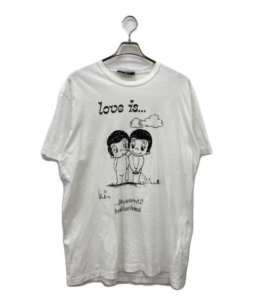 DSQUARED2（ディースクエアード）DSQUARED2 (ディースクエアード) 半袖カットソー ホワイト×ブラック サイズ:XXLの古着・服飾アイテム