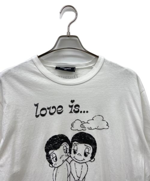 DSQUARED2（ディースクエアード）DSQUARED2 (ディースクエアード) 半袖カットソー ホワイト×ブラック サイズ:XXLの古着・服飾アイテム