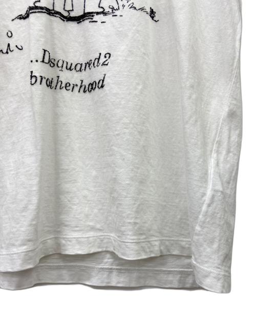 DSQUARED2（ディースクエアード）DSQUARED2 (ディースクエアード) 半袖カットソー ホワイト×ブラック サイズ:XXLの古着・服飾アイテム