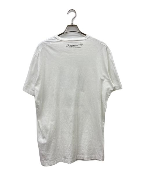 DSQUARED2（ディースクエアード）DSQUARED2 (ディースクエアード) 半袖カットソー ホワイト×ブラック サイズ:XXLの古着・服飾アイテム