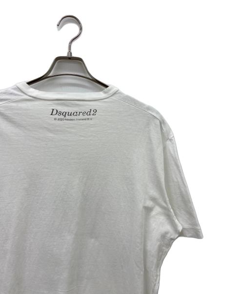 DSQUARED2（ディースクエアード）DSQUARED2 (ディースクエアード) 半袖カットソー ホワイト×ブラック サイズ:XXLの古着・服飾アイテム