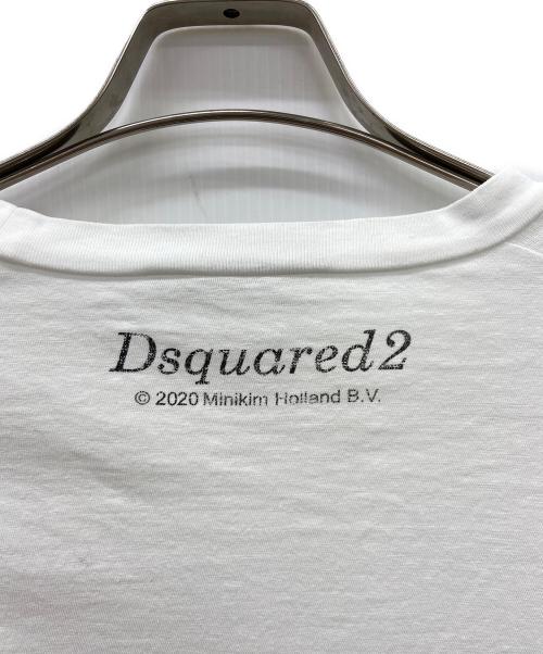 DSQUARED2（ディースクエアード）DSQUARED2 (ディースクエアード) 半袖カットソー ホワイト×ブラック サイズ:XXLの古着・服飾アイテム