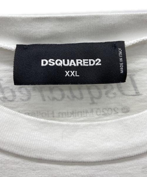 DSQUARED2（ディースクエアード）DSQUARED2 (ディースクエアード) 半袖カットソー ホワイト×ブラック サイズ:XXLの古着・服飾アイテム