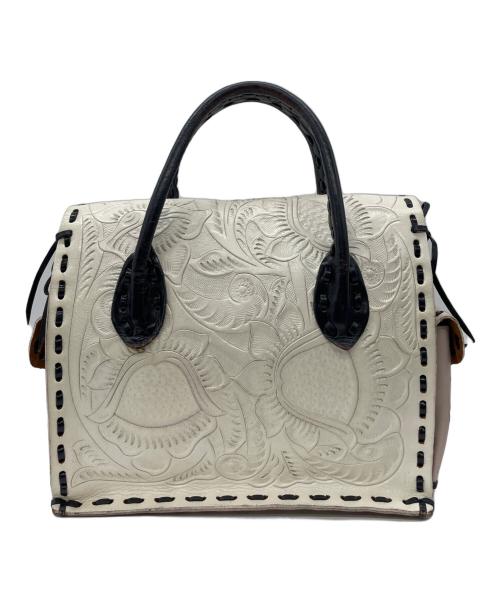 Carving Tribes（カービングトライブス）Carving Tribes (カービングトライブス) ハンドバッグ ピンク×ホワイトの古着・服飾アイテム