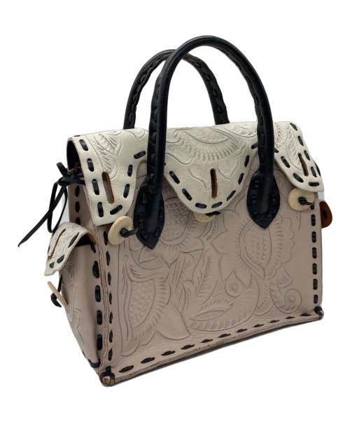 Carving Tribes（カービングトライブス）Carving Tribes (カービングトライブス) ハンドバッグ ピンク×ホワイトの古着・服飾アイテム