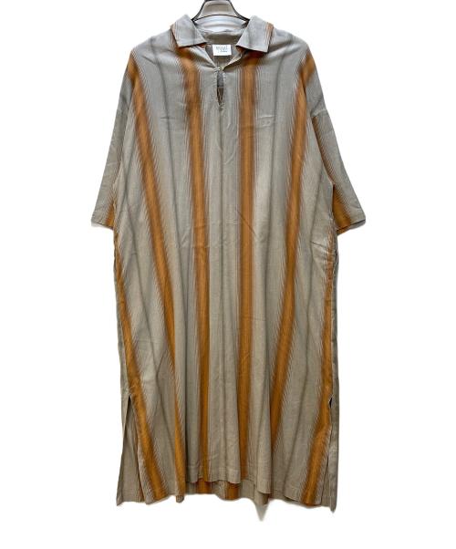 YUNI（ユニ）YUNI (ユニ) 半袖ワンピース グレー×ブラウン サイズ:Freeの古着・服飾アイテム