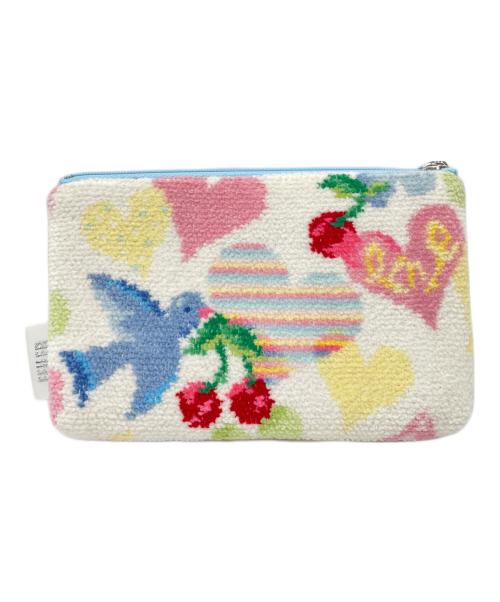 FEILER（フェイラー）FEILER (フェイラー) ポーチ ホワイト×ブルー×ピンクの古着・服飾アイテム