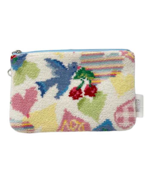 FEILER（フェイラー）FEILER (フェイラー) ポーチ ホワイト×ブルー×ピンクの古着・服飾アイテム