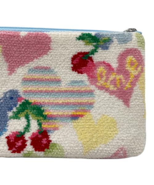 FEILER（フェイラー）FEILER (フェイラー) ポーチ ホワイト×ブルー×ピンクの古着・服飾アイテム