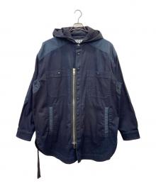 DIESEL（ディーゼル）の古着「ナイロンコンビデニムフードジャケット」｜インディゴ