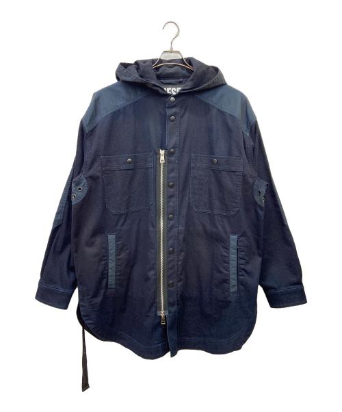 DIESEL（ディーゼル）DIESEL (ディーゼル) ナイロンコンビデニムフードジャケット インディゴ サイズ:XLの古着・服飾アイテム
