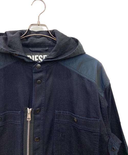 DIESEL（ディーゼル）DIESEL (ディーゼル) ナイロンコンビデニムフードジャケット インディゴ サイズ:XLの古着・服飾アイテム