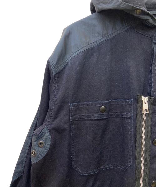 DIESEL（ディーゼル）DIESEL (ディーゼル) ナイロンコンビデニムフードジャケット インディゴ サイズ:XLの古着・服飾アイテム