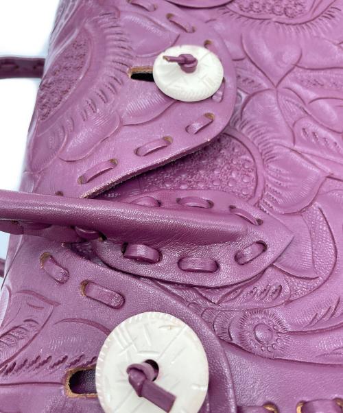 Carving Tribes（カービングトライブス）Carving Tribes (カービングトライブス) レザーハンドバッグ パープルの古着・服飾アイテム