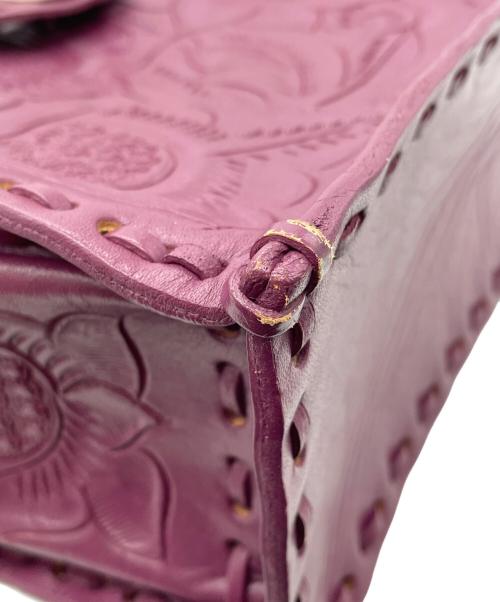 Carving Tribes（カービングトライブス）Carving Tribes (カービングトライブス) レザーハンドバッグ パープルの古着・服飾アイテム