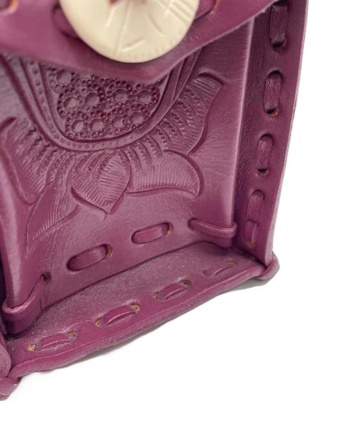 Carving Tribes（カービングトライブス）Carving Tribes (カービングトライブス) レザーハンドバッグ パープルの古着・服飾アイテム