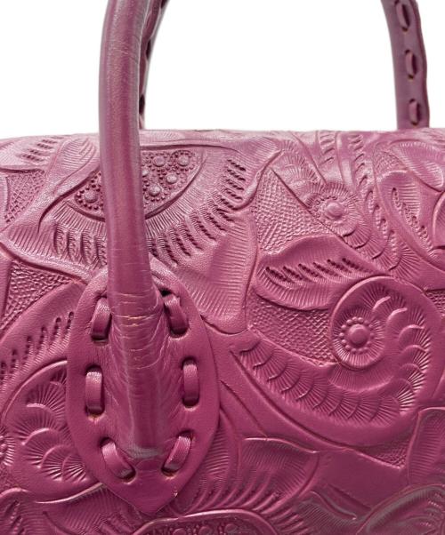 Carving Tribes（カービングトライブス）Carving Tribes (カービングトライブス) レザーハンドバッグ パープルの古着・服飾アイテム