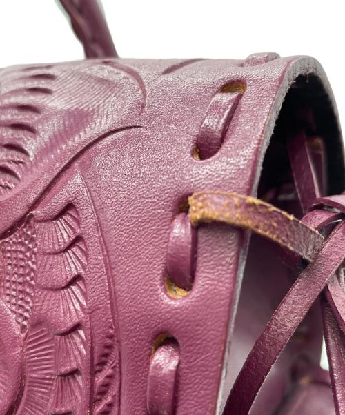 Carving Tribes（カービングトライブス）Carving Tribes (カービングトライブス) レザーハンドバッグ パープルの古着・服飾アイテム