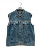 HARLEY-DAVIDSONハーレーダビッドソン）の古着「バックワッペンデニムベスト」｜インディゴ