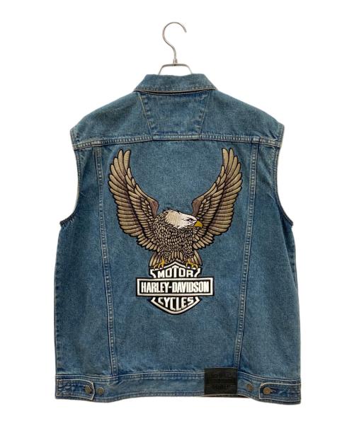 HARLEY-DAVIDSON（ハーレーダビッドソン）HARLEY-DAVIDSON (ハーレーダビッドソン) バックワッペンデニムベスト インディゴ サイズ:Lの古着・服飾アイテム