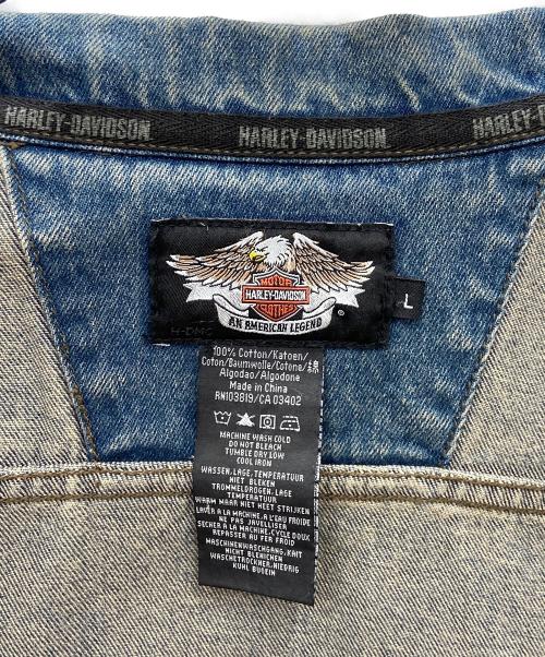 HARLEY-DAVIDSON（ハーレーダビッドソン）HARLEY-DAVIDSON (ハーレーダビッドソン) バックワッペンデニムベスト インディゴ サイズ:Lの古着・服飾アイテム