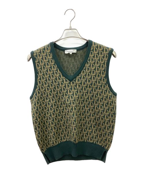 Christian Dior PREFA PORTER（クリスチャンディオールプレタポルテ）Christian Dior PREFA PORTER (クリスチャンディオールプレタポルテ) Christian Dior PREFA PORTER　ニットベスト グリーン×イエロー サイズ:Lの古着・服飾アイテム