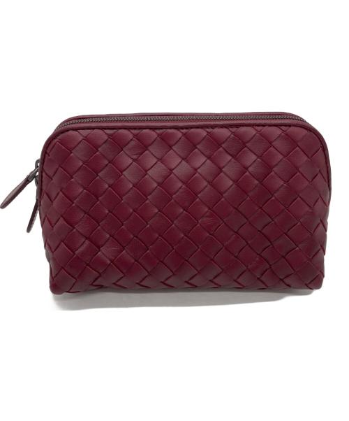 BOTTEGA VENETA（ボッテガベネタ）BOTTEGA VENETA (ボッテガベネタ) BOTTEGA VENETA　イントレチェートレザーポーチ ボルドーの古着・服飾アイテム