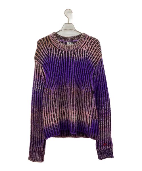 DIESEL（ディーゼル）DIESEL (ディーゼル) DIESEL　厚手ニット　K-OAKLAND パープル×ブラック サイズ:Lの古着・服飾アイテム