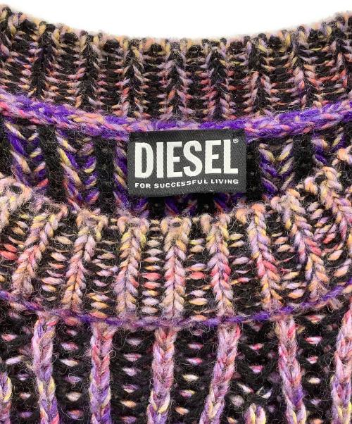 DIESEL（ディーゼル）DIESEL (ディーゼル) DIESEL　厚手ニット　K-OAKLAND パープル×ブラック サイズ:Lの古着・服飾アイテム