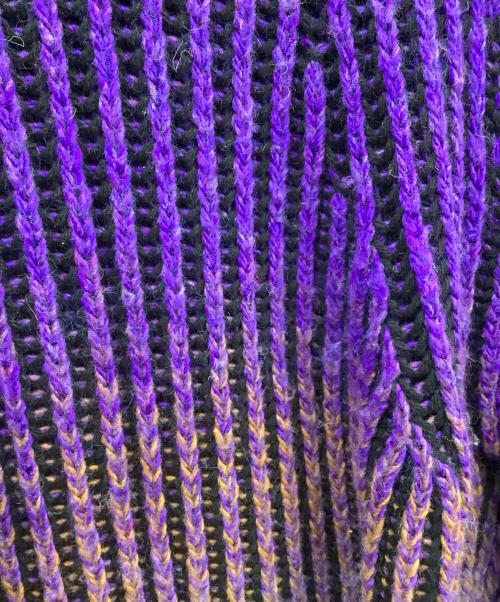 DIESEL（ディーゼル）DIESEL (ディーゼル) DIESEL　厚手ニット　K-OAKLAND パープル×ブラック サイズ:Lの古着・服飾アイテム