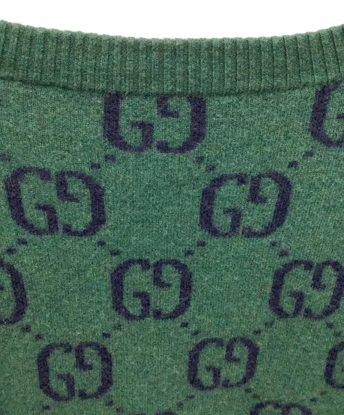 GUCCI（グッチ）GUCCI (グッチ) GUCCI　厚手ニット グリーン×ブラック サイズ:Lの古着・服飾アイテム