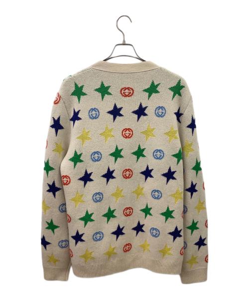 GUCCI（グッチ）GUCCI (グッチ) GUCCI 厚手カーディガン ベージュ×ネイビー サイズ:Lの古着・服飾アイテム