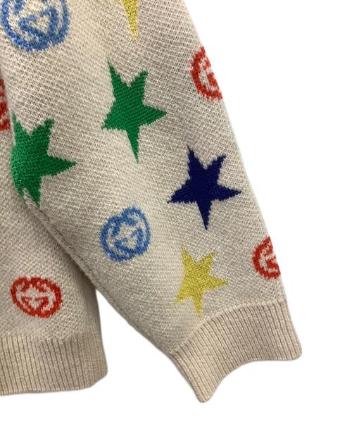 GUCCI（グッチ）GUCCI (グッチ) GUCCI 厚手カーディガン ベージュ×ネイビー サイズ:Lの古着・服飾アイテム